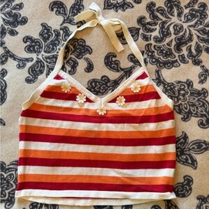 Forever 21 Striped Halter Camisole in Cream, Orange & Red
